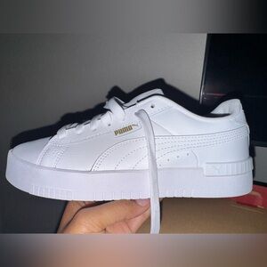 Puma Classic White Sneakers with Gold Accent